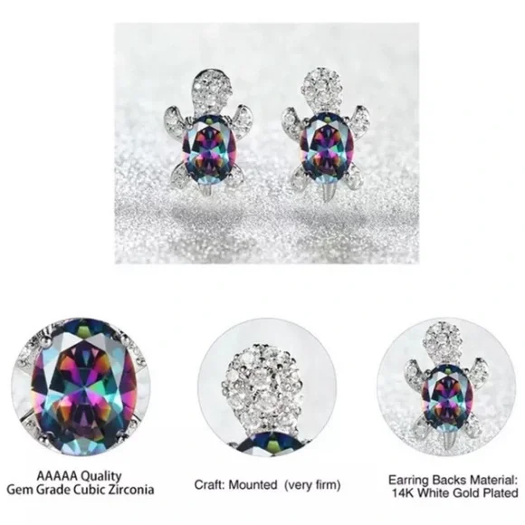 “Just Keep Swimming” Pink Gemstone Turtle Diamond Sterling Silver Gift Necklace - Picture 6 of 12